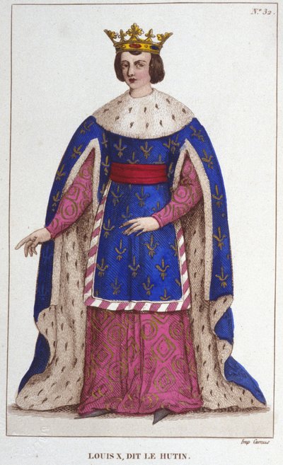 लुई एक्स द हुतिन (1289 - 1316) का पोर्ट्रेट, फ्रांस का राजा 1830 . का उत्कीर्णन द्वारा अज्ञात कलाकार