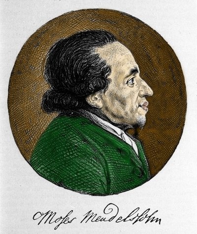 मूसा का पोर्ट्रेट (मूसा) मेंडेलसोहन (1729 - 1786), दार्शनिक और आधुनिक यहूदी धर्म के सच्चे संस्थापक। संगीतकार फेलिक्स मेंडेलसोहन के दादा। द्वारा अज्ञात कलाकार