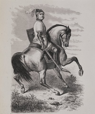 घोड़े की पीठ पर ओलिवियर वी डी क्लिसन (1336-1407) (द बुचर) का पोर्ट्रेट, मुसी डे वर्साय की एक पेंटिंग पर आधारित है द्वारा अज्ञात कलाकार