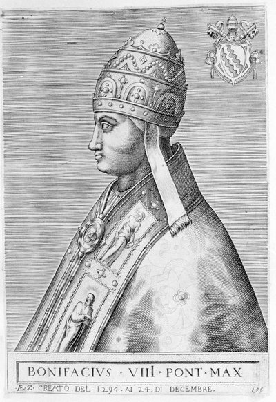 पोप बोनिफेस VIII का पोर्ट्रेट (बेनेडेटो कैटानी dit Bonifacio VIII द्वारा अज्ञात कलाकार