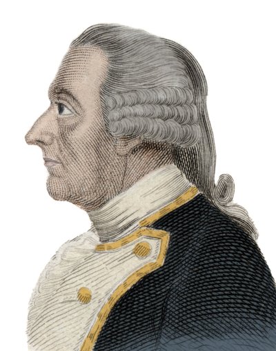 सर चार्ल्स हार्डी (1714-1780), एक अंग्रेजी नौसेना अधिकारी और न्यूफ़ाउंडलैंड, न्यूफ़ाउंडलैंड के गवर्नर का पोर्ट्रेट। 19वीं सदी की नक्काशी। द्वारा अज्ञात कलाकार