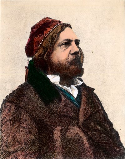 थियोफाइल गौटियर का पोर्ट्रेट (1811 - 1872), फ्रांसीसी कवि, उपन्यासकार और कला समीक्षक। 19वीं सदी की नक्काशी। निजी संग्रह। द्वारा अज्ञात कलाकार