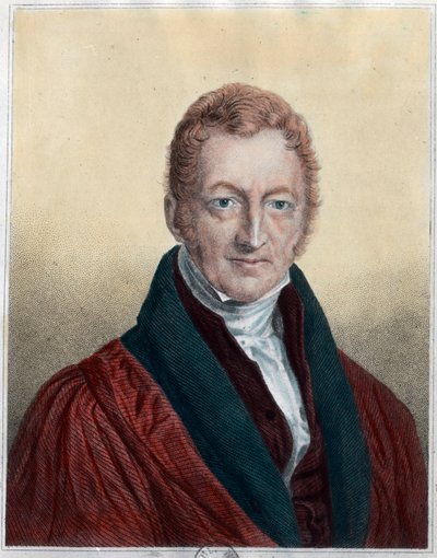 थॉमस माल्थस का पोर्ट्रेट (1766 - 1834), अंग्रेजी अर्थशास्त्री और पादरी। 19वीं सदी की नक्काशी। निजी संग्रह। द्वारा अज्ञात कलाकार