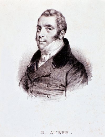 अंग्रेजी संगीतकार डैनियल फ्रेंकोइस एस्प्रिट औबर (1782-1871) का चित्र उत्कीर्णन। 19 वीं सदी। मिलान, संरक्षिका का पुस्तकालय द्वारा अज्ञात कलाकार