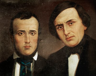 रिसोर्गिमेंटो: भाइयों एटिलियो बंदिएरा (1810-1844) और एमिलियो बंदिएरा (1819-1844) का चित्र। अनाम पेंटिंग। 19वीं सदी का रोम, रिसोर्गिमेंटो हिस्ट्री इंस्टिट्यूट द्वारा अज्ञात कलाकार