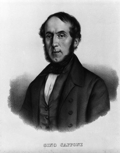 रिसोर्गिमेंटो: इतालवी लेखक और राजनीतिज्ञ गीनो कैपोनी का चित्र (1792-1876) 19वीं शताब्दी का उत्कीर्णन द्वारा अज्ञात कलाकार