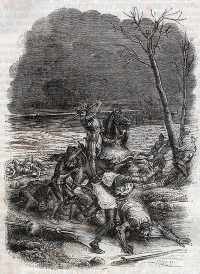 रोलैंड के लोगों का रोलांड नरसंहार - 1851 के उत्कीर्णन "" उग्र रोलाण्ड "" से द्वारा अज्ञात कलाकार