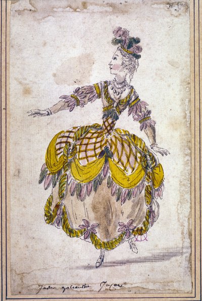 सीनोग्राफी: जीन फिलिप (जीन-फिलिप) रामेउ (1683-1764) 1761 द्वारा ओपेरा बैले "लेस इंडेस गैलेंटेस" के लिए कॉस्ट्यूम ड्राइंग। वॉटरकलर। द्वारा अज्ञात कलाकार