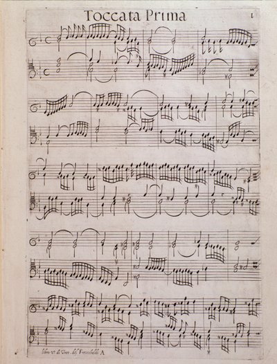 Girolamo Frescobaldi . द्वारा टोकेट की दूसरी पुस्तक का शीट संगीत पृष्ठ द्वारा अज्ञात कलाकार