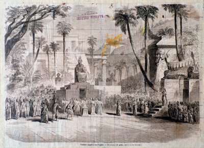 Gioacchino Rossini . द्वारा सेमिरामाइड, ओपेरा के दूसरे अभिनय के लिए स्टेज सेट द्वारा अज्ञात कलाकार