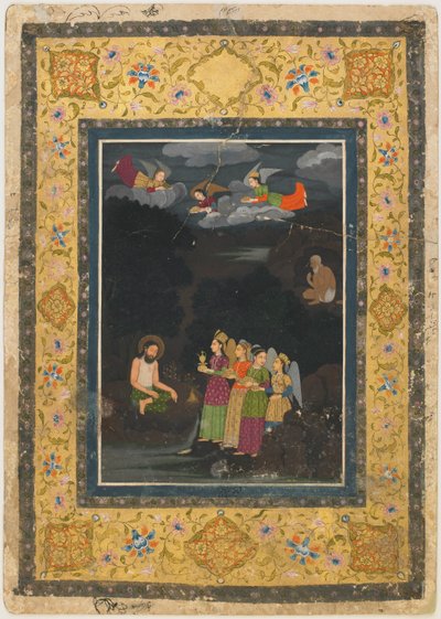 बल्ख के सुल्तान इब्राहिम इब्न अधम ने स्वर्गदूतों से मुलाकात की द्वारा अज्ञात कलाकार