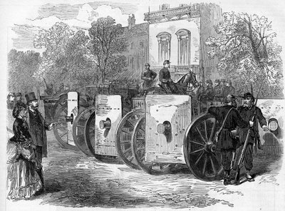 1871 में पेरिस का कम्यून। संघों (कम्युनर्ड्स) द्वारा इस्तेमाल की जाने वाली बख्तरबंद मशीनगन द्वारा अज्ञात कलाकार