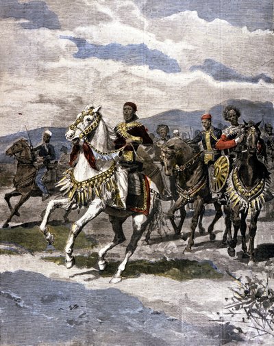 इथियोपिया के राजा मेनेलिक II (1844 - 1913)। बीमार। इतालवी प्रेस के। द्वारा अज्ञात कलाकार