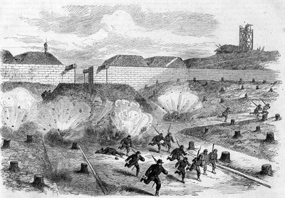 1871 में पेरिस कम्यून। 1871 में कम्यून के संघों द्वारा पोर्ट डी'एट्यूइल की बमबारी। द्वारा अज्ञात कलाकार