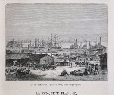 मिसिसिपी के किनारे - "" ले टूर डू मोंडे "" में, दूसरा सेम। 1876 द्वारा अज्ञात कलाकार