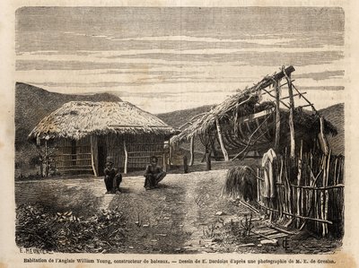 नौमिया के पास एक अंग्रेज़ निर्माता का आवास और शिपयार्ड, जो स्वदेशी श्रम का उपयोग करता है या उनकी कड़ी मेहनत के अंत तक उनकी निंदा करता है। 18 में खानों के सिविल इंजीनियर जूल्स गार्नियर द्वारा उत्कीर्णन चित्रकार ले वॉयेज ए ला नोवेल कैलेडोनी डालना द्वारा अज्ञात कलाकार