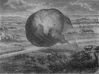 1863 में हनोवर के मैदानी इलाकों में "द जाइंट" गेंद का गिरना बोर्ड के साथ: जूल्स और लुई गोडार्ड, फेलिक्स नादर, उनकी पत्नी, फर्नांड मोंटगोल्फियर और थिरियन। "एल्बम डे ला साइंस" में, "संस्करण जौवेट" द्वारा अज्ञात कलाकार