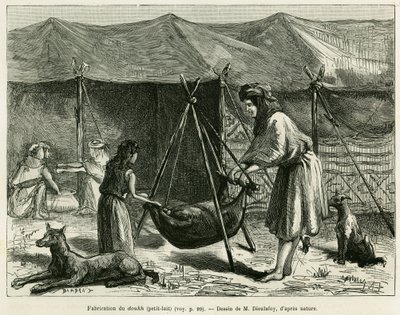 करौं क्षेत्र की चरवाहों की महिलाओं द्वारा दूध का निर्माण। एडौर्ड चार्टन (1807-1890) द्वारा निर्देशित, ले टूर डू मोंडे 1886 में अकादमी अधिकारी, जेन डेलाफॉय (1851-1916) द्वारा कहानी ला पर्स, ला चाल्डी एट ला सुसियान को चित्रित करने के लिए उत्कीर्ण, हा द्वारा अज्ञात कलाकार