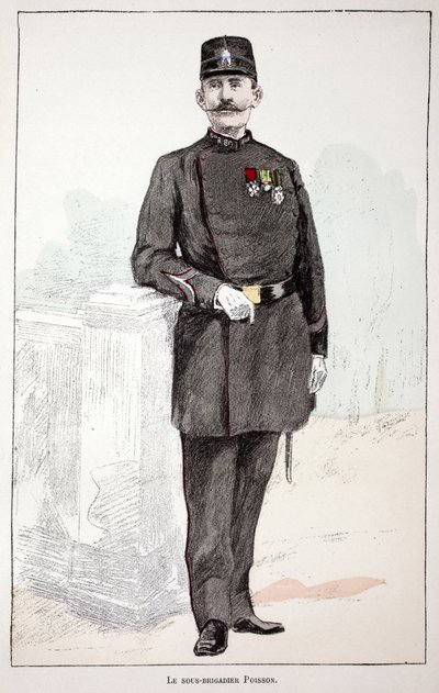 सब-ब्रिगेडियर (सब-ब्रिगेडियर) पॉइसन। अल्फ्रेड रे (1864-?) और लुई द्वारा लुई लेपिन (1846-1933) प्रीफेक्ट ऑफ द सीन ऑफ द सीन के तत्वावधान में प्रकाशित पुस्तक, चित्रण के लिए रंगों में नक़्क़ाशी द्वारा अज्ञात कलाकार