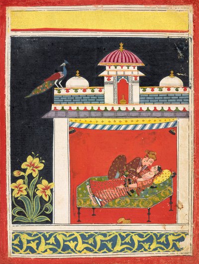एक मंडप में दो प्रेमी, एक emअमरुशतकem (अमरू की सौ कविताएँ), या एक अज्ञात कामुक श्रृंखला से द्वारा अज्ञात कलाकार
