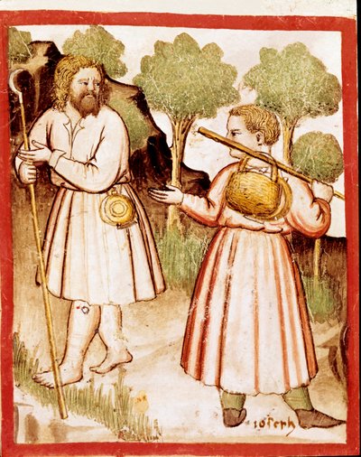 कोडेक्स 212 (या पडोवानो कोडेक्स या पडुआ की बाइबिल) से दो लघु चरवाहे 1390-1400 रोविगो, एकेडेमिया देई कॉनकॉर्डी द्वारा अज्ञात कलाकार
