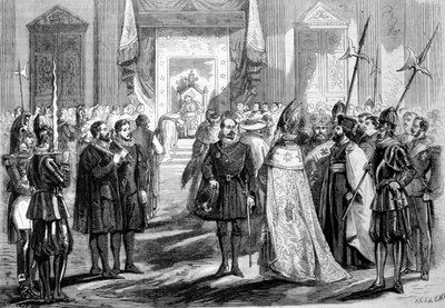 वेटिकन काउंसिल I रोम। पोप परिषद के पिता को श्रोता देते हुए। 1869 द्वारा अज्ञात कलाकार