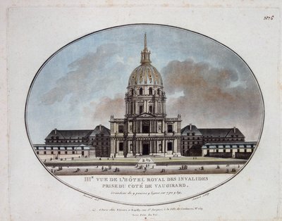 Hotel Royal des Invalides का दृश्य - उत्कीर्णन द्वारा अज्ञात कलाकार