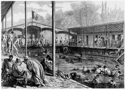 पेरिस में ठंडे स्नान का दृश्य - 26/08/1871 के "शानदार ब्रह्मांड" में” द्वारा अज्ञात कलाकार