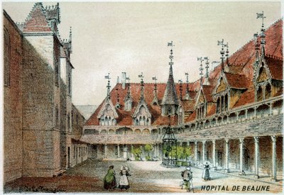 Hospices de Beaune के आंगन का दृश्य द्वारा अज्ञात कलाकार