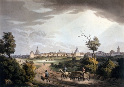 1820 के आसपास जर्मनी के लीपज़िग शहर के परिवेश का दृश्य। द्वारा अज्ञात कलाकार