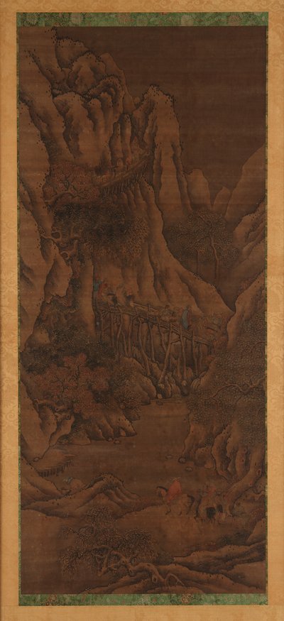 शीतकालीन परिदृश्य: पहाड़ियाँ और नदी; घुड़सवार यात्रियों के आंकड़े द्वारा अज्ञात कलाकार