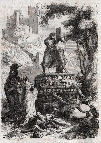 बोचेर पर ज़ेरबिन, रोलांड द्वारा डेलिव्रे - "उग्र रोलांड" से 1851 का उत्कीर्णन द्वारा अज्ञात कलाकार