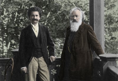 जोहान्स ब्रह्म्स (1833-1897) जोहान स्ट्रॉस के साथ (1825 -1899) द्वारा अज्ञात फोटोग्राफर