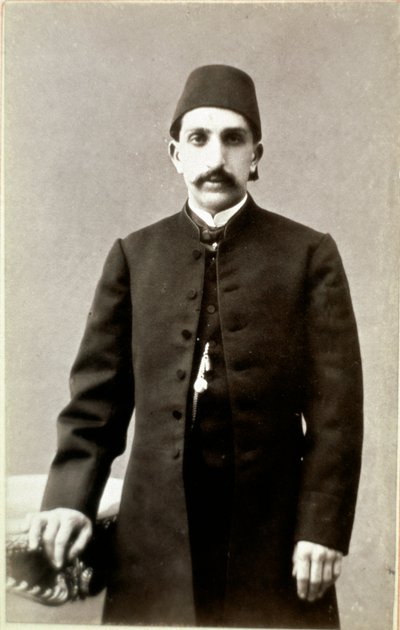 तुर्क साम्राज्य: सुल्तान अब्दुलहमीद II (अब्दुल हामिद, अब्द-उल-हामिद, अब्दुलहेमित, अब्दुल हमीद, अब्द अल-हामिद, अब्द अल-हामिद, अब्द अल-हामिद) का पोर्ट्रेट (1842-1918)" फोटोग्राफी। अंकारा, तुर्की ऐतिहासिक सोसायटी, तुर्की द्वारा अज्ञात फोटोग्राफर