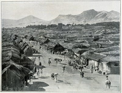 19वीं सदी में कोरिया की राजधानी सियोल की मुख्य सड़क का दृश्य द्वारा अज्ञात फोटोग्राफर
