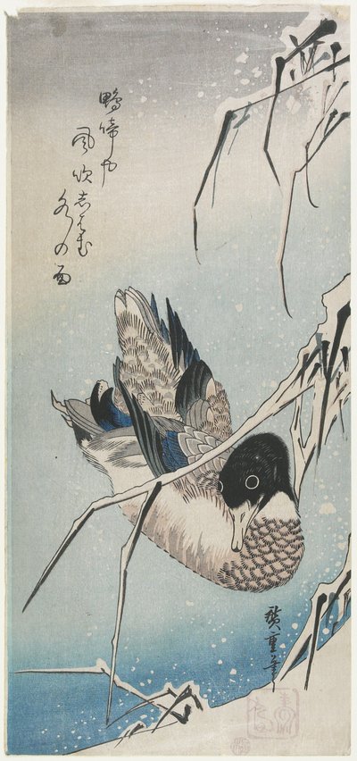 (डक एंड स्नो रीड्स), 1830 की शुरुआत में द्वारा Utagawa Hiroshige