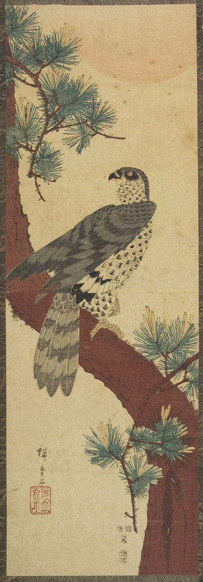 (पाइन ब्रांच, समर पर हॉक), सितंबर 1853 द्वारा Utagawa Hiroshige
