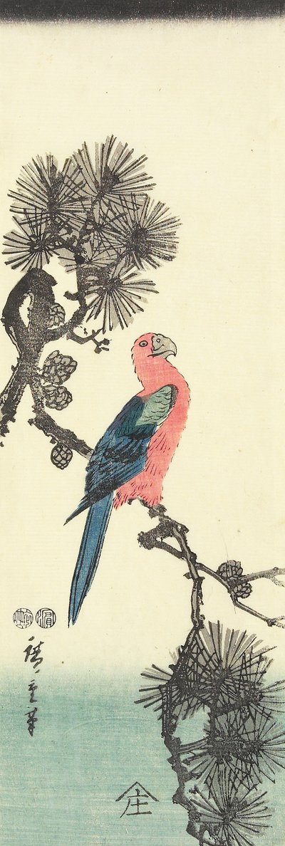 (तोता पाइन ट्री पर), 1847-1852 द्वारा Utagawa Hiroshige