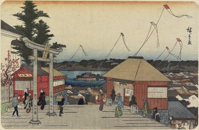 (शिनोबाज़ु तालाब को युसीमा श्राइन से देखा गया) द्वारा Utagawa Hiroshige