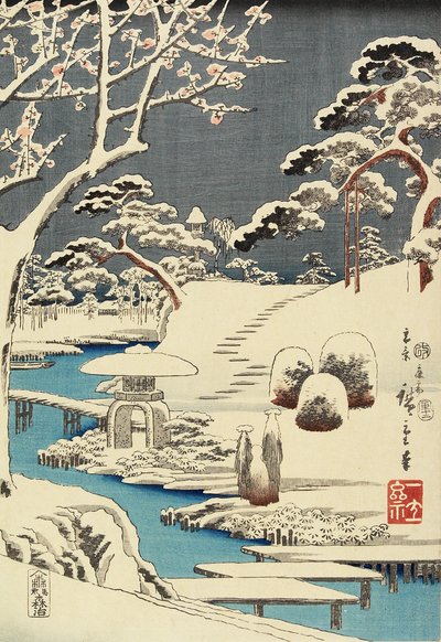 (स्नो कवर्ड गार्डन), दिसंबर 1854 द्वारा Utagawa Hiroshige