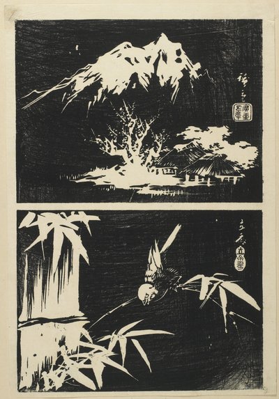 (दो चित्र लिथोग्राफ), 19 वीं शताब्दी के मध्य में द्वारा Utagawa Hiroshige