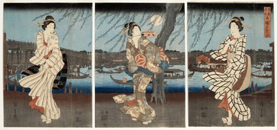 रयोगोकू में एक शांत ग्रीष्मकालीन शाम, 1848-51 (वुडब्लॉक) द्वारा Utagawa Hiroshige