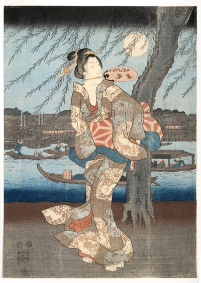 रयोगोकू में एक शांत ग्रीष्मकालीन शाम, 1848-51 (वुडब्लॉक) द्वारा Utagawa Hiroshige