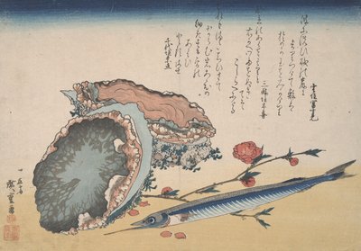 अबालोन, हाफ बीक और पीच फूल द्वारा Utagawa Hiroshige