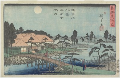 मोकुबूजी मंदिर के ऊपर शरद चंद्रमा, सी। 1840-1842 द्वारा Utagawa Hiroshige