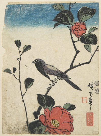 चेरी शाखा पर पक्षी, 1847-1852 द्वारा Utagawa Hiroshige