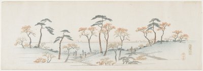 1837-1844 का कांजी मंदिर में रंगीन पत्तियां द्वारा Utagawa Hiroshige