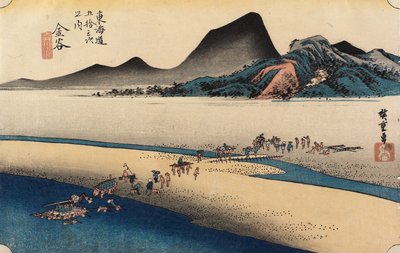 दूर O_i नदी का तट, Kanaya, c। 1833 द्वारा Utagawa Hiroshige