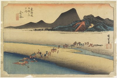 दूर स्थित O_i नदी, Kanaya, c। 1833 द्वारा Utagawa Hiroshige