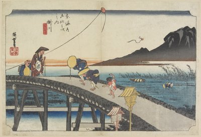 दूर अकीबा पर्वत, काकेगावा, सी। 1833 द्वारा Utagawa Hiroshige